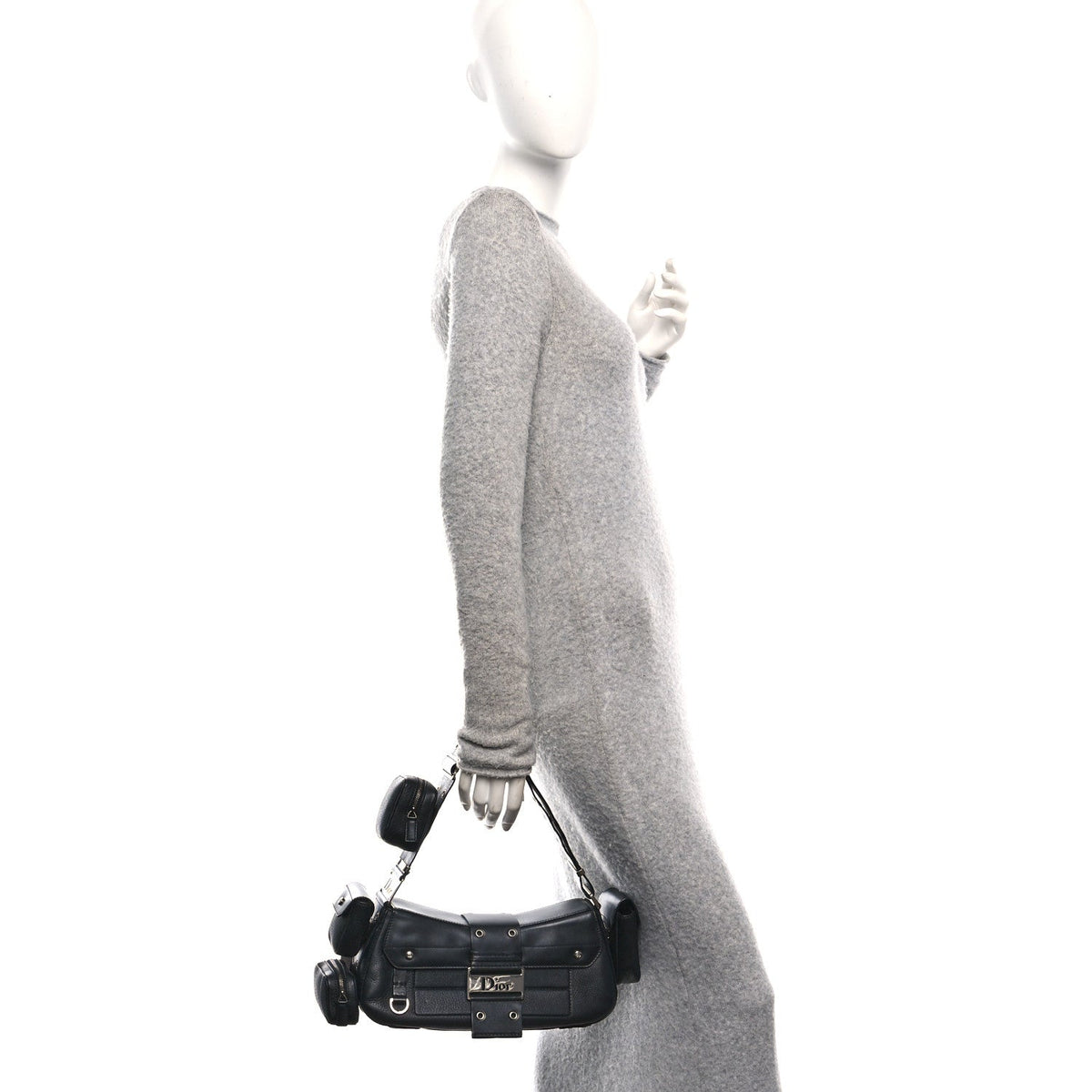 Christian Dior Leather Street Chic Columbus Ave Shoulder Bag Black