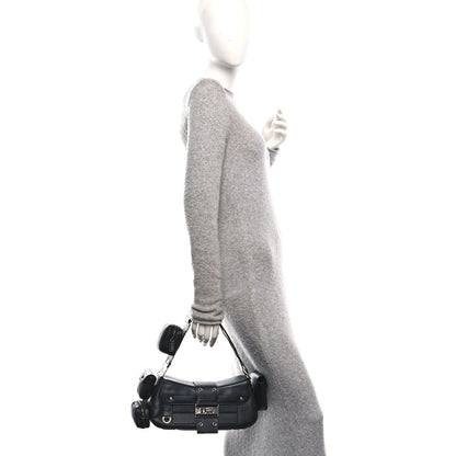 Christian Dior Leather Street Chic Columbus Ave Shoulder Bag Black