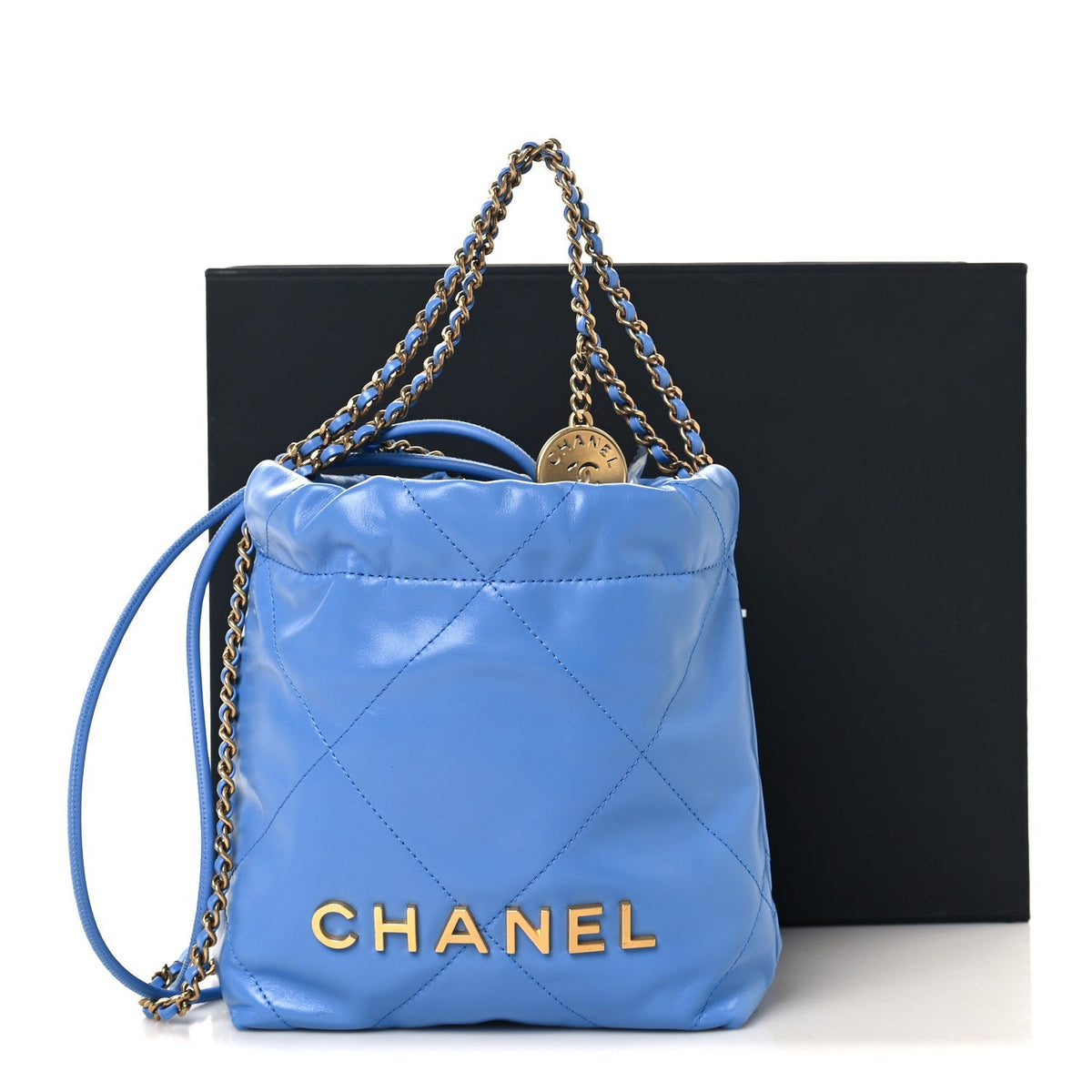 Chanel Shiny Calfskin Quilted Mini Chanel 22 Blue 1893258