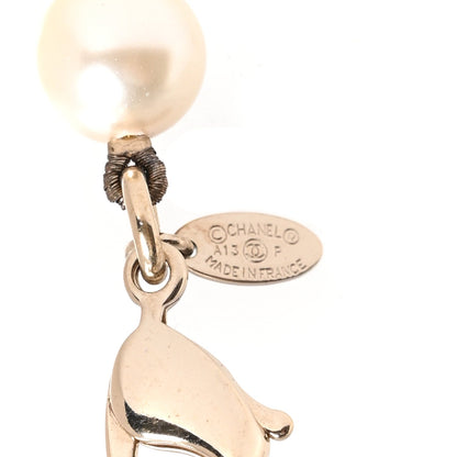Chanel Crystal Pearl CC Short Necklace Gold
