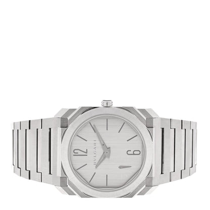 Bulgari Stainless Steel 40mm Octo Finissimo Automatic Watch Silver