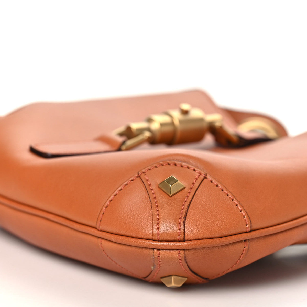 Gucci Calfskin Mini Piston Lock Jackie O Hobo Tan