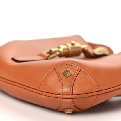 Gucci Calfskin Mini Piston Lock Jackie O Hobo Tan