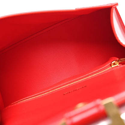 Balenciaga Shiny Box Calfskin Small Hourglass Top Handle Bag Bright Red