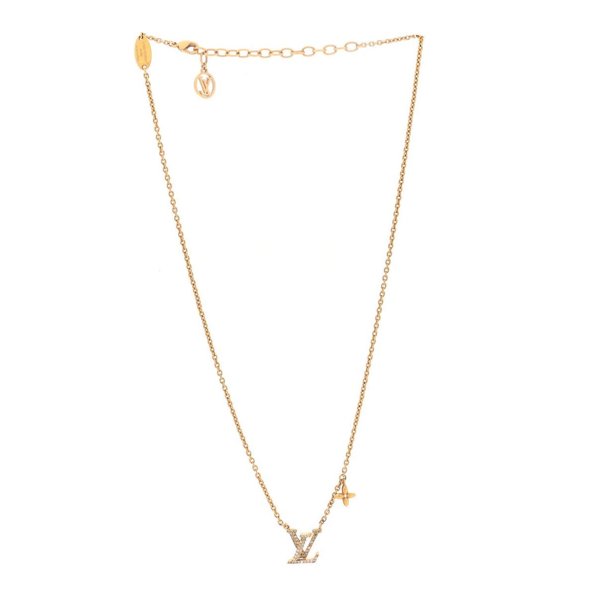 Louis Vuitton Metal Crystal LV Iconic Necklace Gold