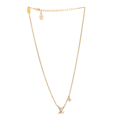 Louis Vuitton Metal Crystal LV Iconic Necklace Gold