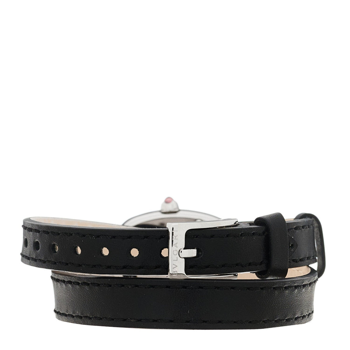 Bulgari Stainless Steel Calfskin Diamond 27mm Serpenti Watch Red