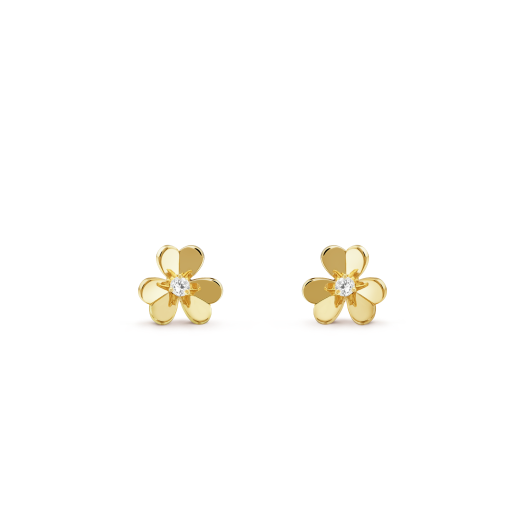 18K Gold Diamonds VCA Frivole Mini Model Earrings