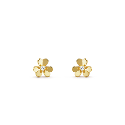 18K Gold Diamonds VCA Frivole Mini Model Earrings
