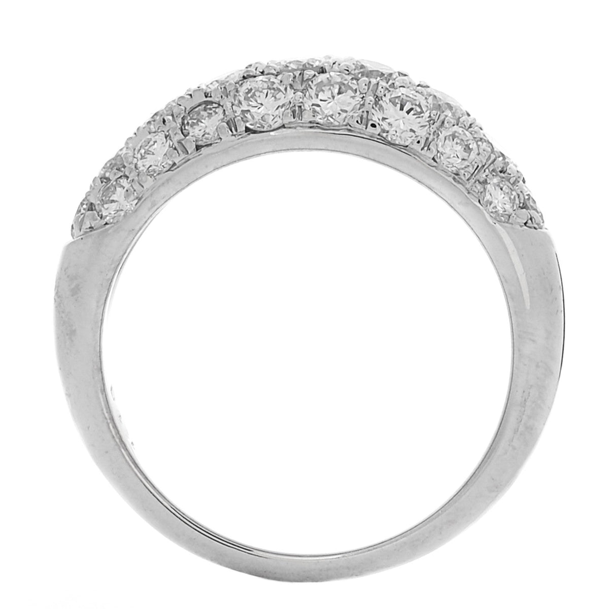 Platinum Diamond 1.18ctw Three Row Dome Band Ring 6