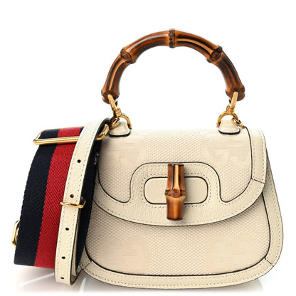 Gucci Jumbo GG Dollar Calfskin Mini Bamboo 1947 Bag Off White