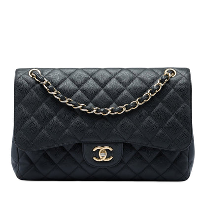 Classic Double Flap Bag Quilted Caviar Jumbo