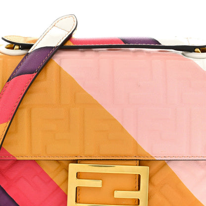 Fendi Nappa FF Embossed Line Print Midi Chain Baguette White Multicolor 1984938