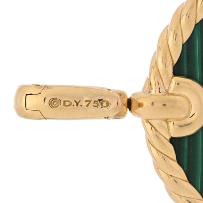 David Yurman 18K Yellow Gold Malachite DY Elements Disc Pendant