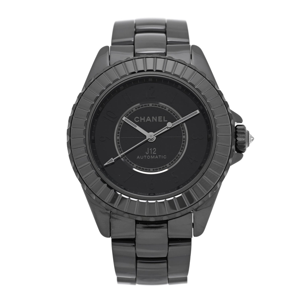 Chanel Stainless Steel Ceramic Diamond 38mm J12 Limited Edition Automatic Watch Black