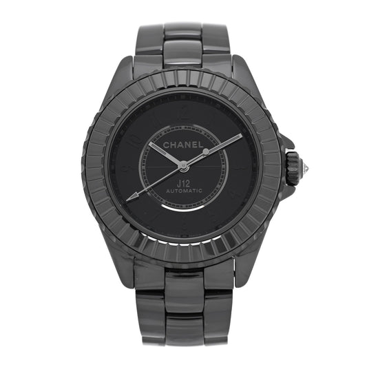 Chanel Stainless Steel Ceramic Diamond 38mm J12 Limited Edition Automatic Watch Black