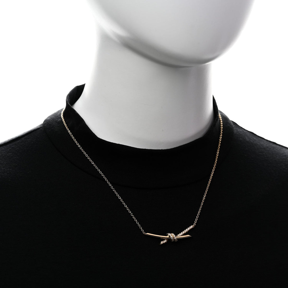 18K Yellow Gold Diamond Knot Necklace