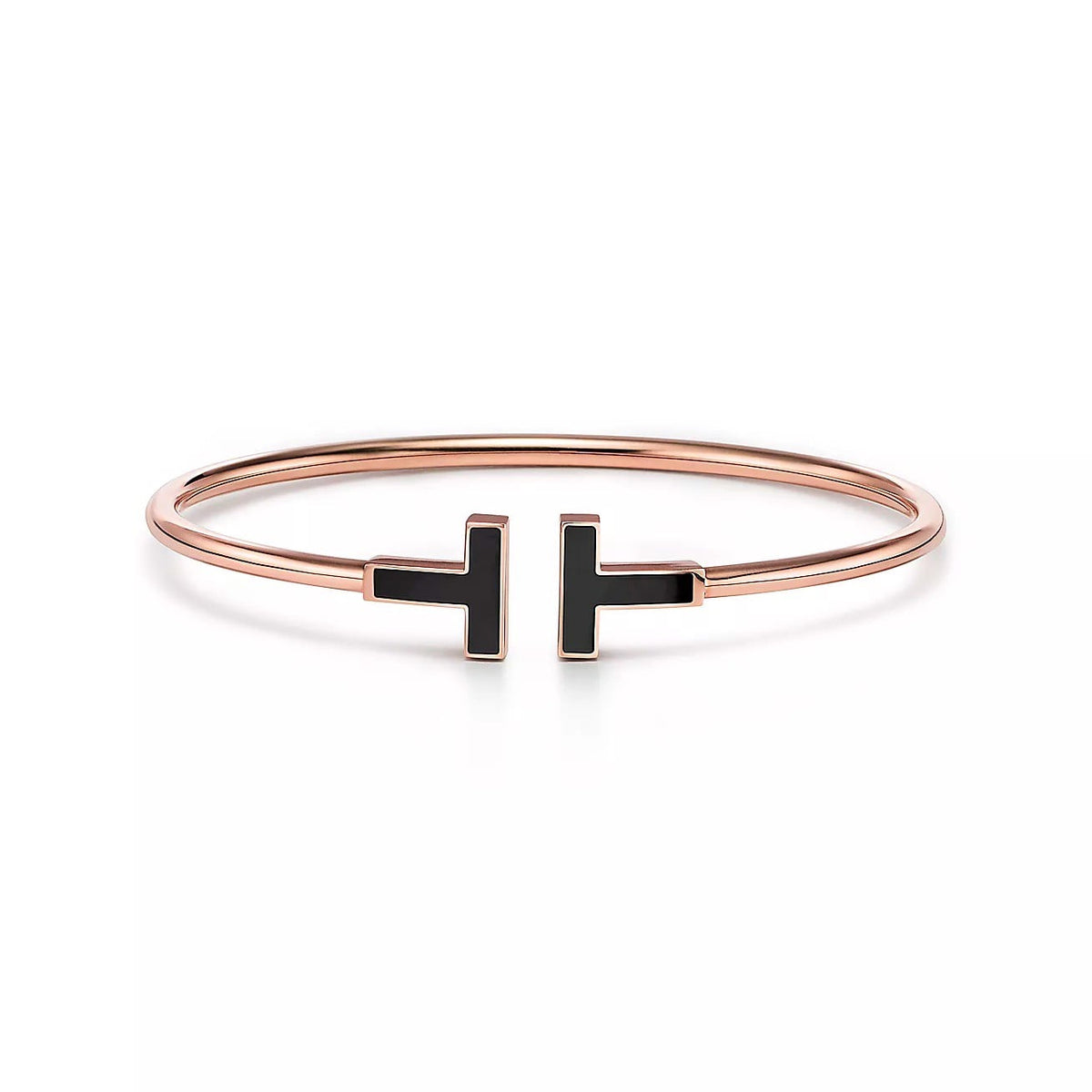 18K Rose Gold Onyx Tiffany T Bracelet