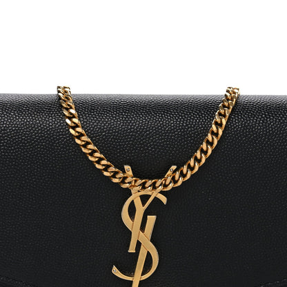 Saint Laurent Grain De Poudre Uptown Chain Wallet Black