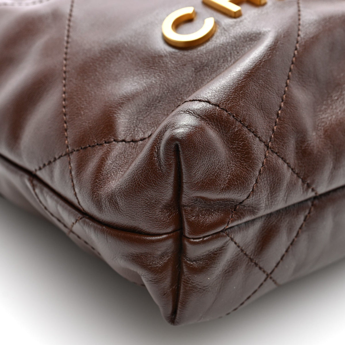 Chanel Shiny Calfskin Quilted Mini Chanel 22 Brown