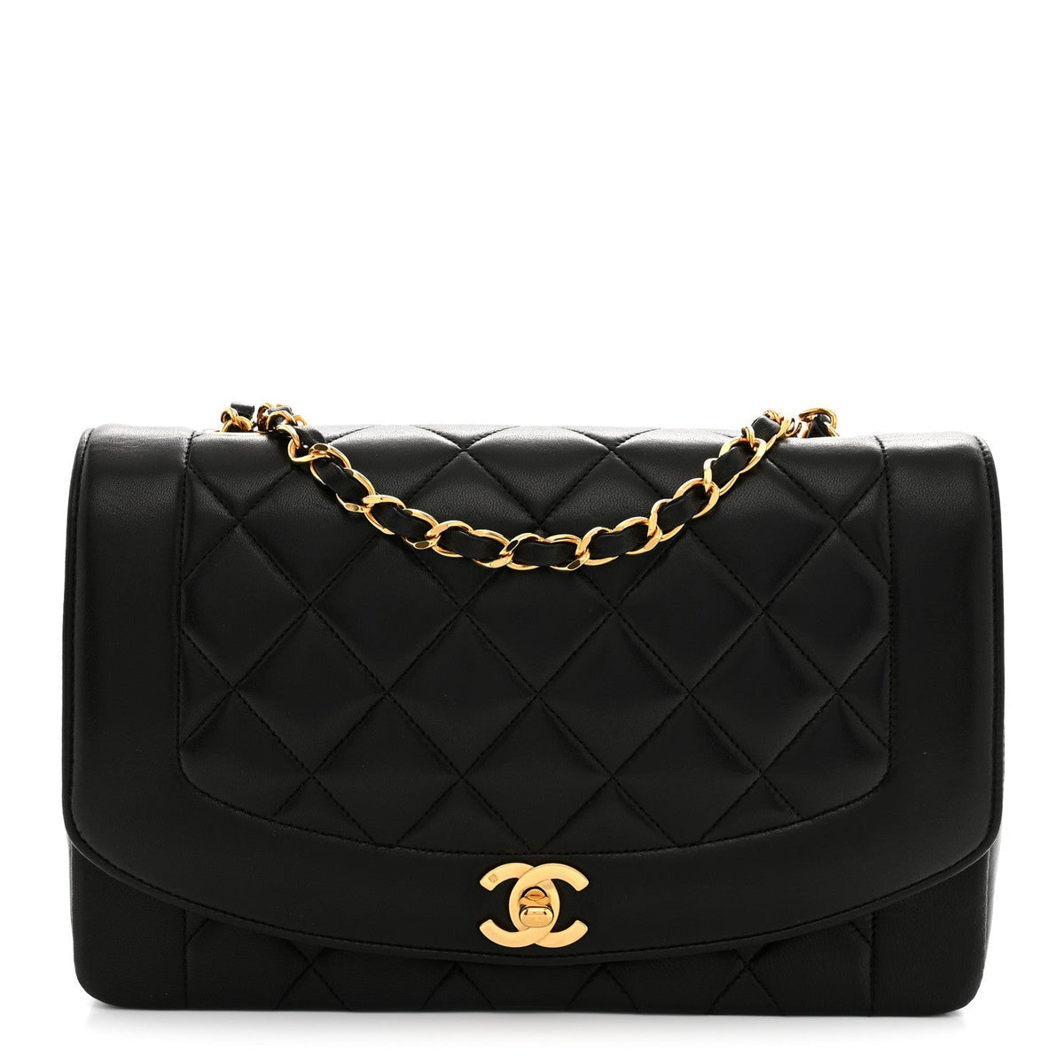 Chanel Lambskin Quilted Medium Single Flap Black 1983003