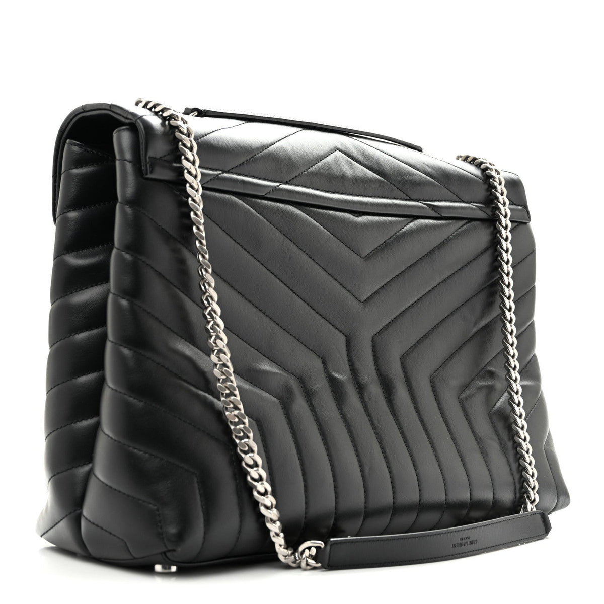 Saint Laurent Calfskin Y Quilted Large Loulou Chain Satchel Black