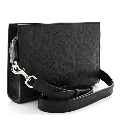 Gucci Jumbo GG Textured Dollar Calfskin Crossbody Bag Black