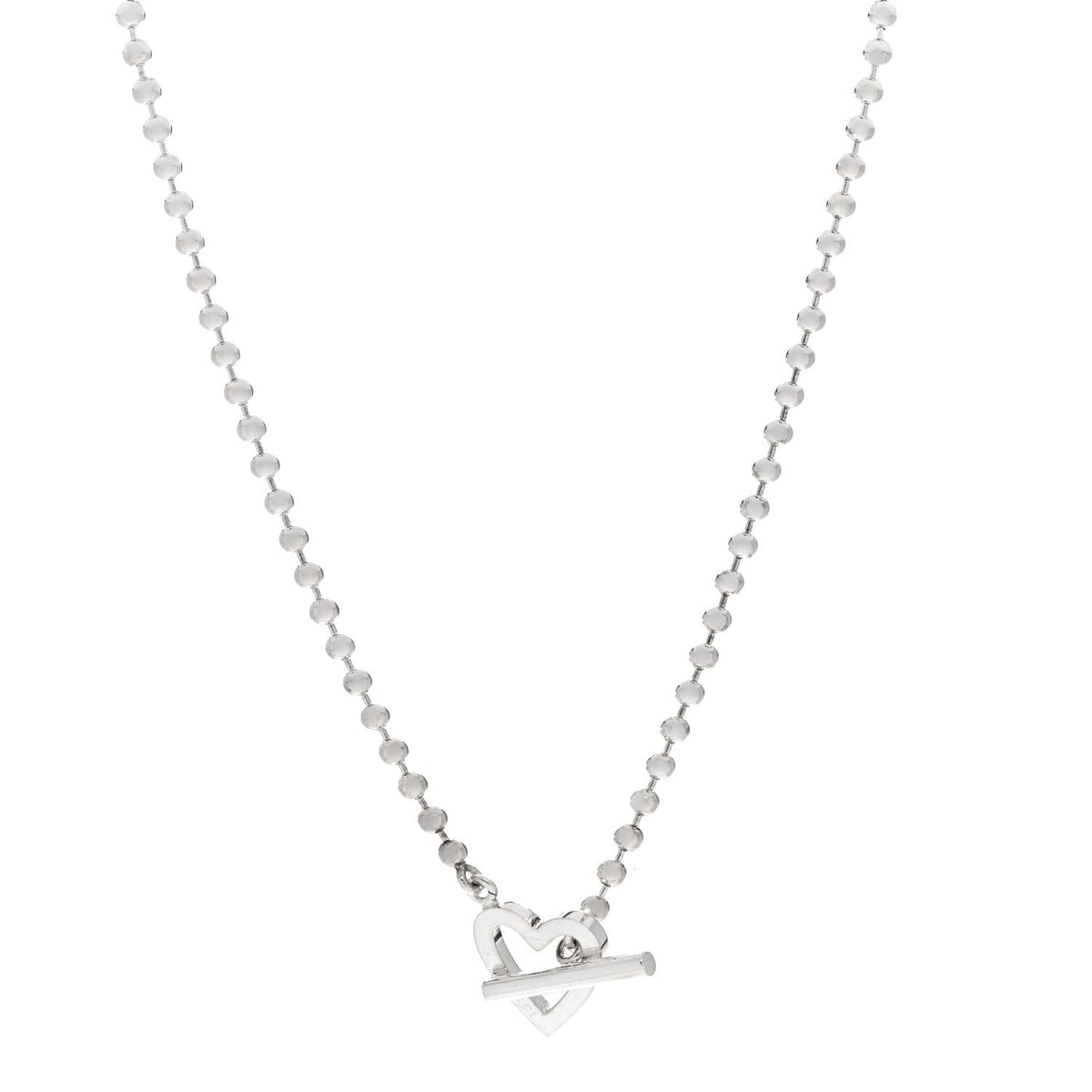 Gucci Sterling Silver Heart Toggle Necklace 39.4cm