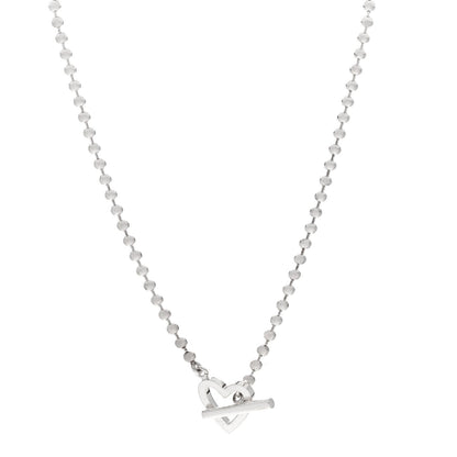 Gucci Sterling Silver Heart Toggle Necklace 39.4cm