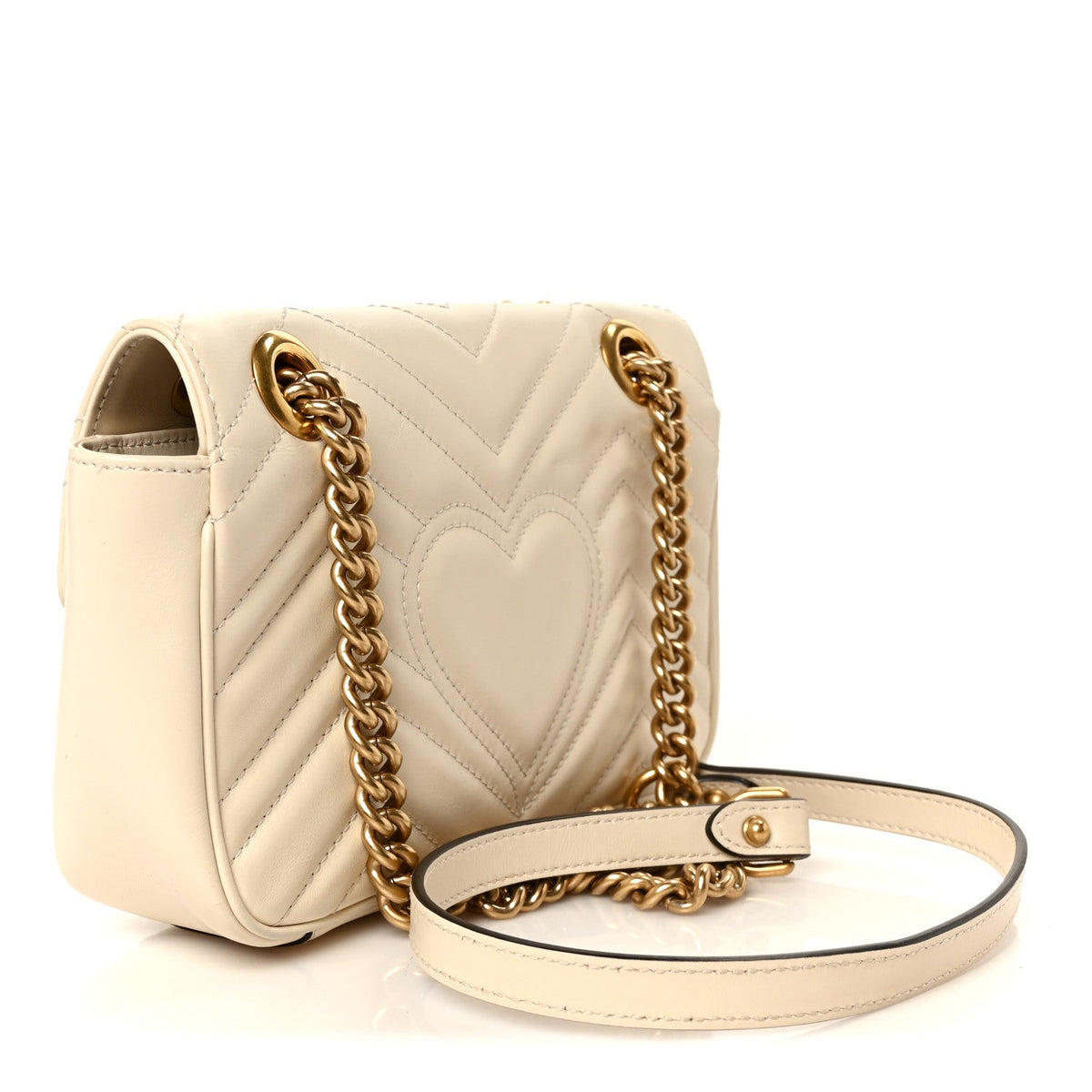 Gucci Calfskin Matelasse Mini GG Marmont Shoulder Bag White