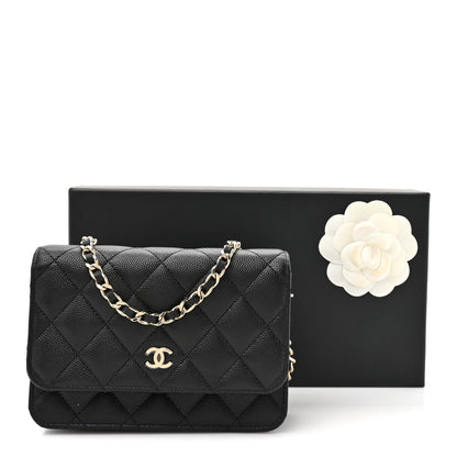 Chanel Caviar Quilted Mini Wallet on Chain WOC Black
