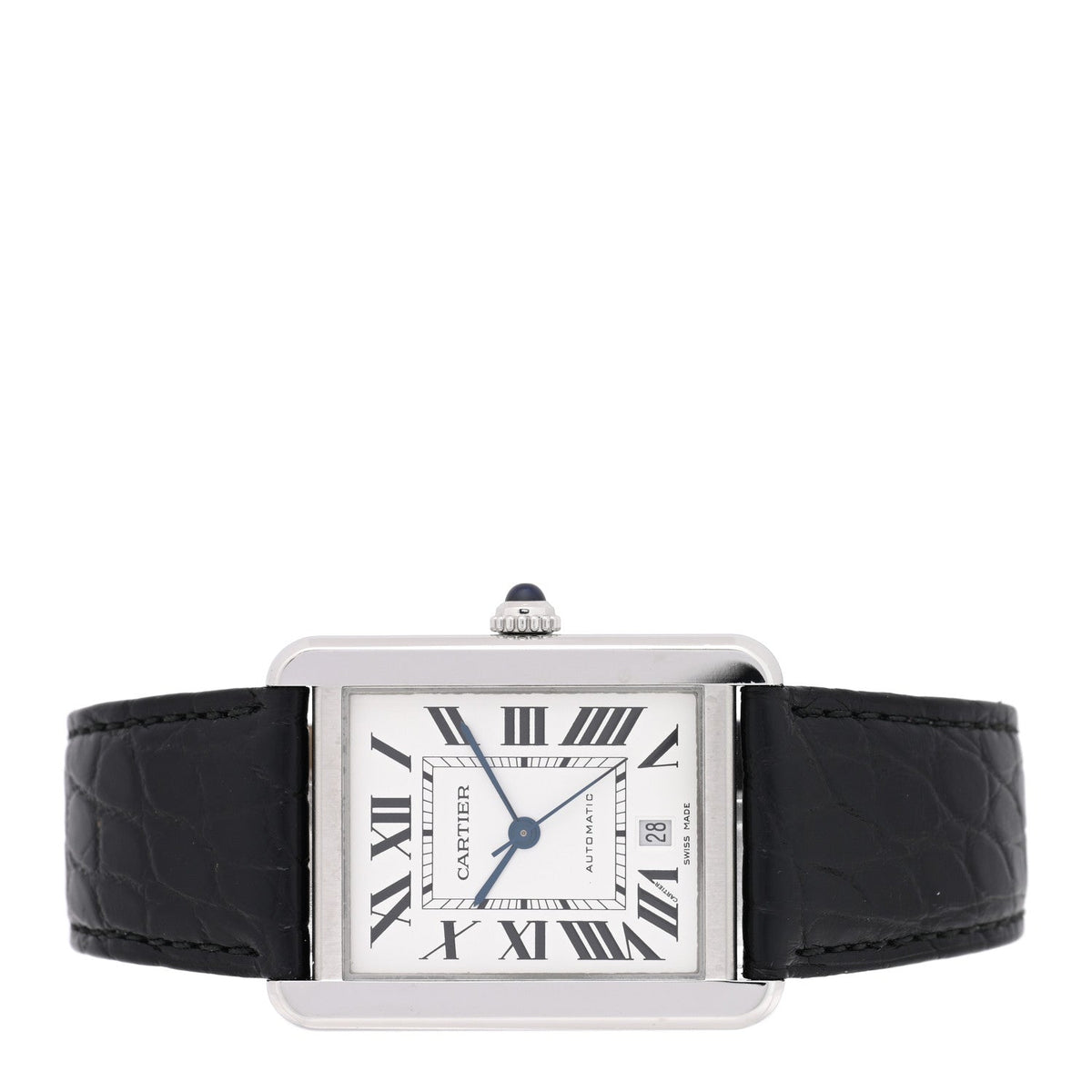 Cartier Stainless Steel Alligator 31mm Tank Solo Automatic Watch