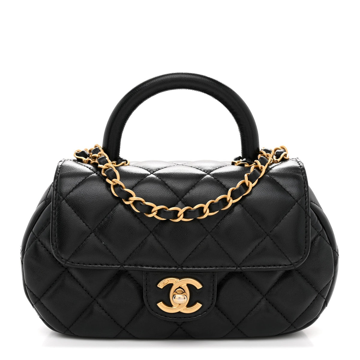 Chanel Lambskin Quilted Baywatch Top Handle Flap Black