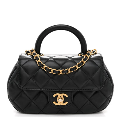 Chanel Lambskin Quilted Baywatch Top Handle Flap Black