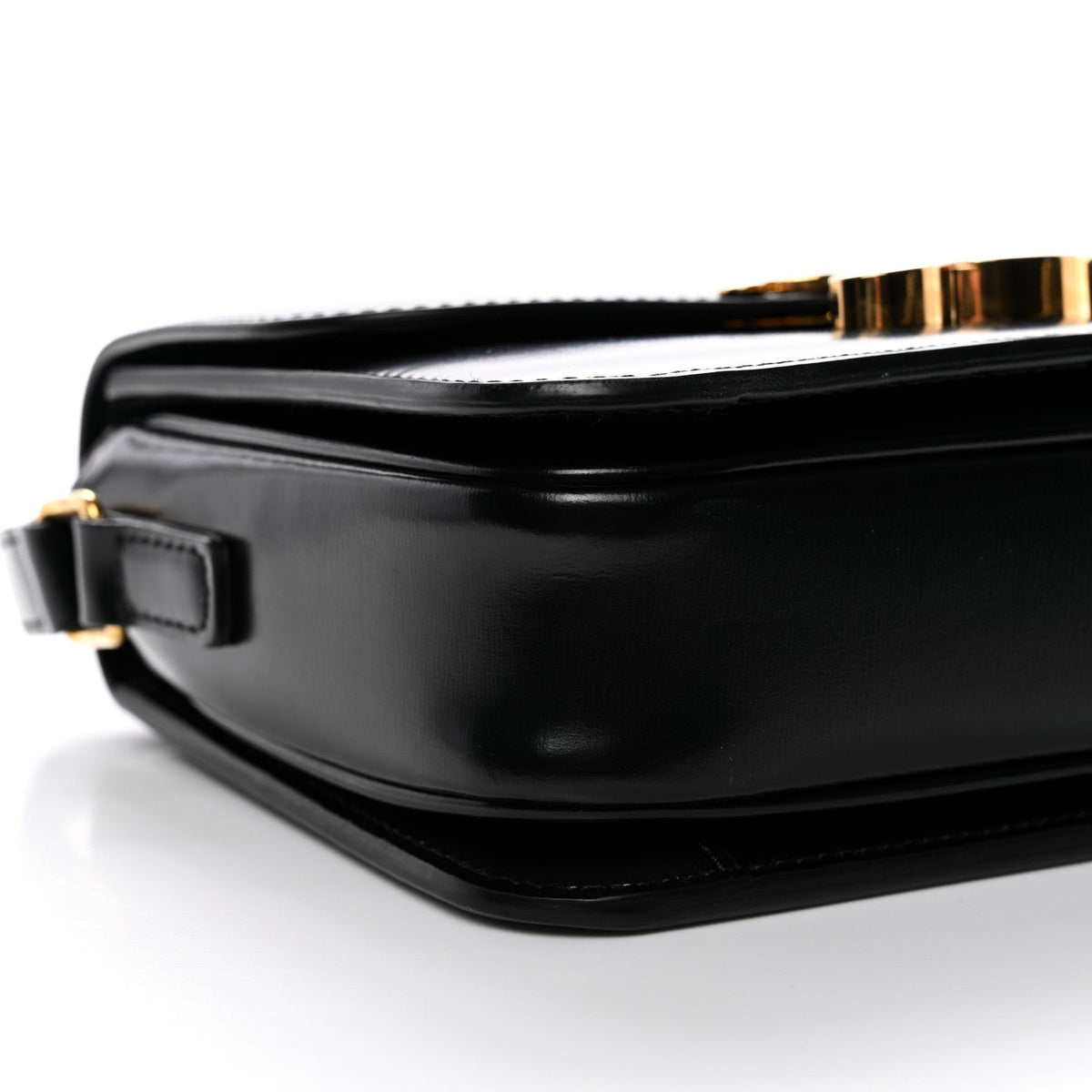 Celine Shiny Calfskin Teen Triomphe Shoulder Bag Black
