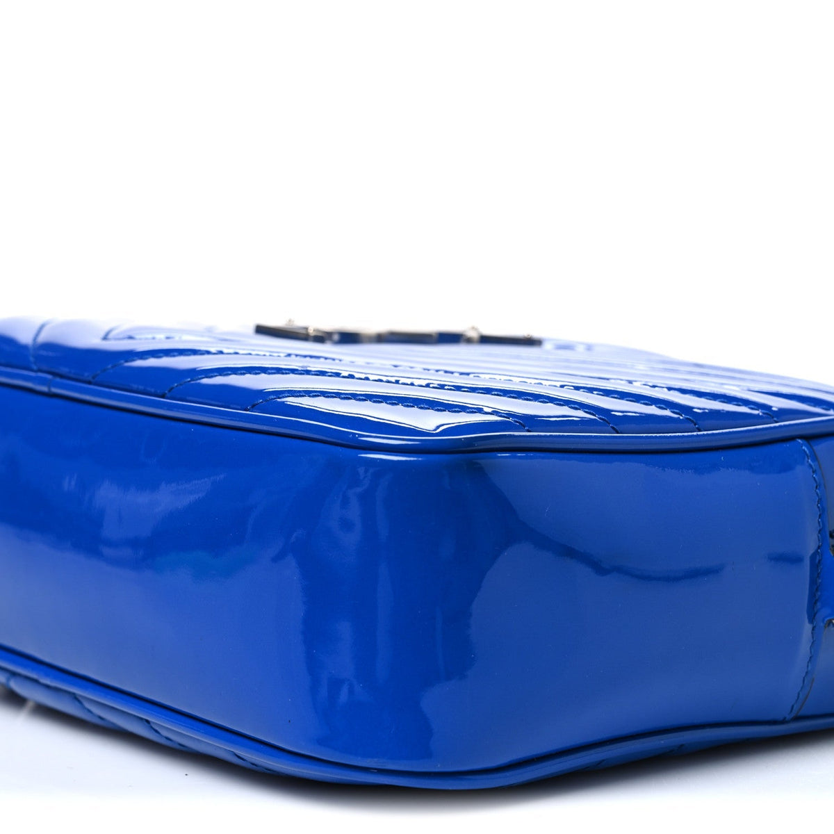 Saint Laurent Patent Calfskin Matelasse Monogram Lou Camera Bag Royal Blue