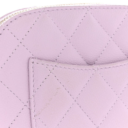 Chanel Caviar Quilted Mini Classic Clutch With Chain Light Purple