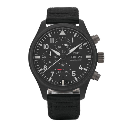 IWC Ceramic Titanium Fabric 44mm Pilot Top Gun Chronograph Automatic Watch Black IW389101