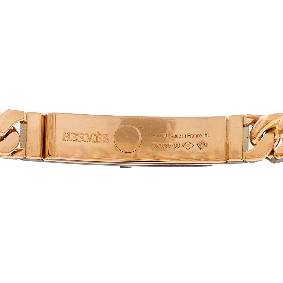 Hermes 18K Rose Gold Diamond PM Kelly Gourmette Bracelet XL