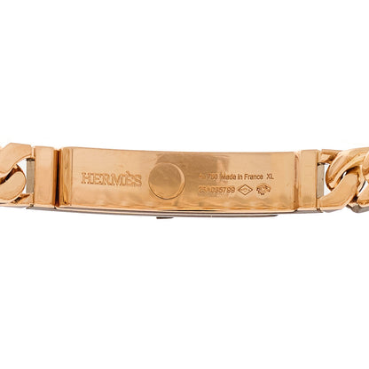Hermes 18K Rose Gold Diamond PM Kelly Gourmette Bracelet XL