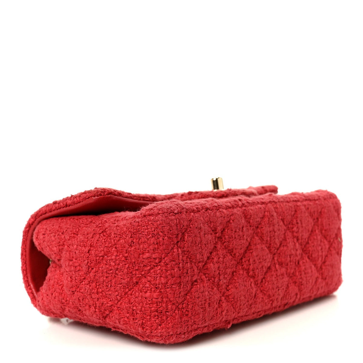 Chanel Tweed Quilted Mini Rectangular Flap Red