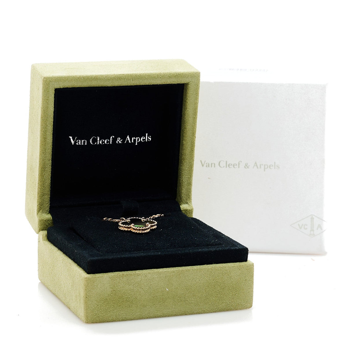 Van Cleef & Arpels 18K Rose Gold Gray Mother of Pearl Vintage Alhambra Pendant Necklace