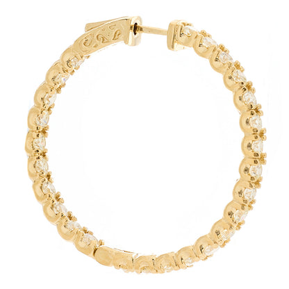 14K Yellow Gold Diamond 3.64ctw Inside Out Hoop Earrings