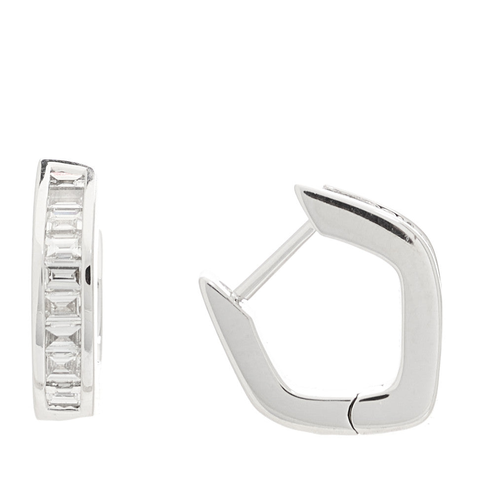 Anita Ko18K White Gold Diamond Baguette Georgie Huggie Earrings