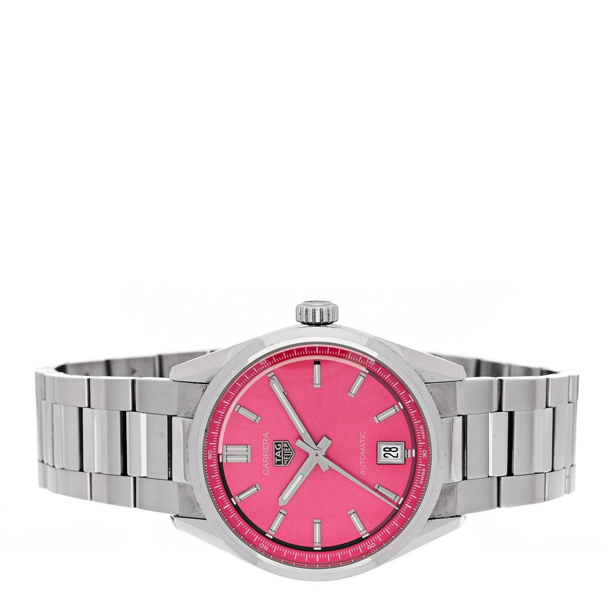 Tag Heuer Stainless Steel Carrera Date Automatic Watch Pink WBN2313