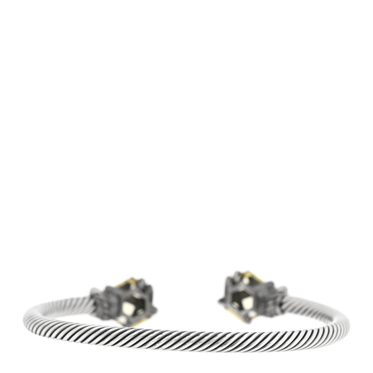 David Yurman Sterling Silver Lemon Citrine Diamond 4mm Cable Wrap Bracelet