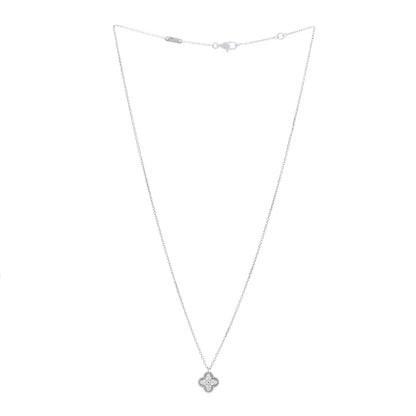 Van Cleef & Arpels 18K White Gold Diamond Sweet Alhambra Pendant Necklace