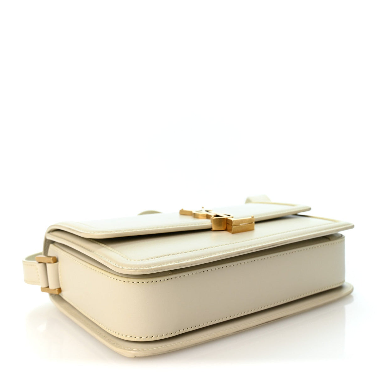 Saint Laurent Box Calfskin Monogram Medium Solferino Satchel Crema Soft
