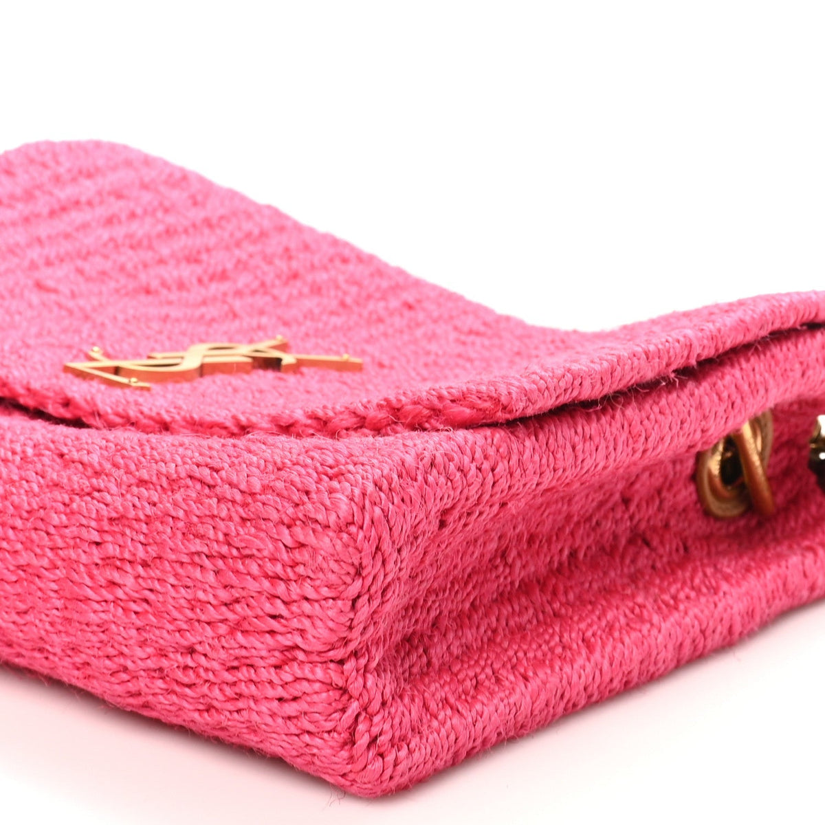Saint Laurent Raffia Medium Monogram Kate Satchel Pink Glow