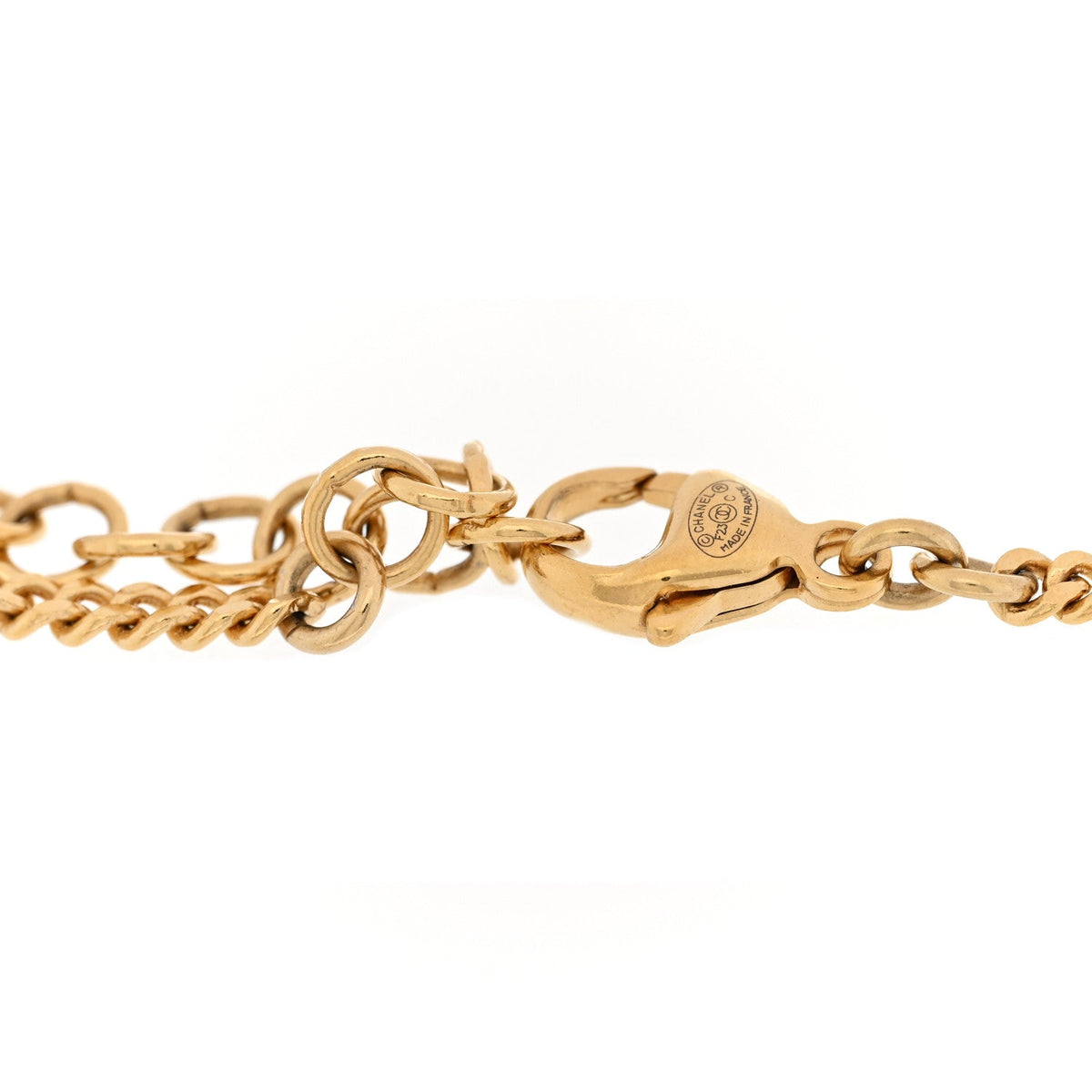 Chanel Crystal Chain Heart CC Bracelet Gold